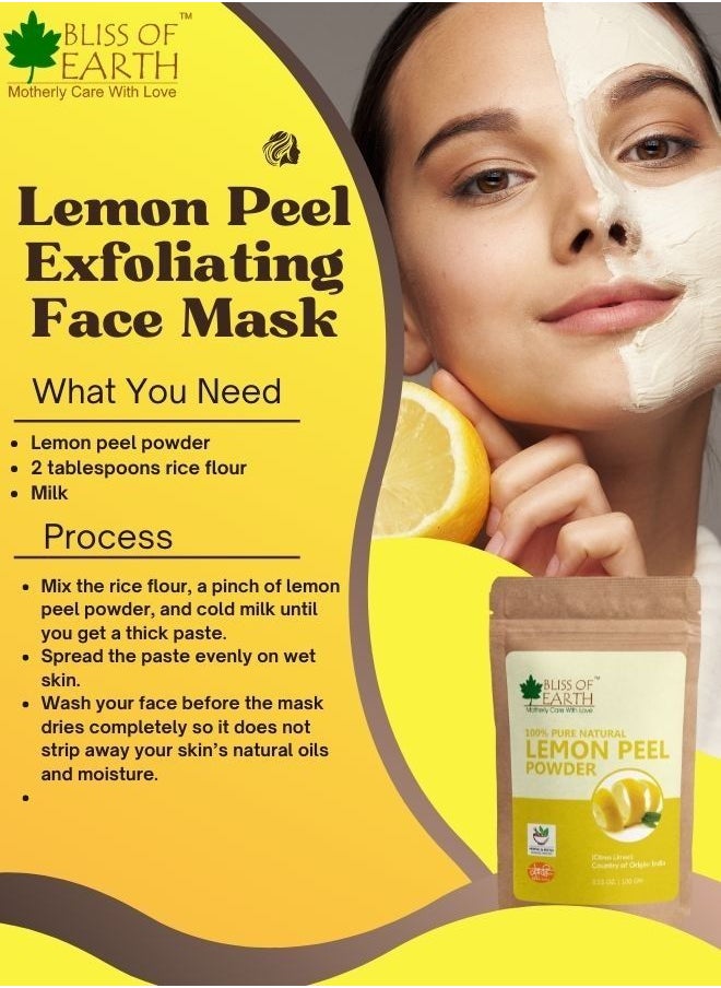 100% Pure Lemon Peel Powder For Skin Whitening, Acne & Face Lightening 100gm Pack of 2
