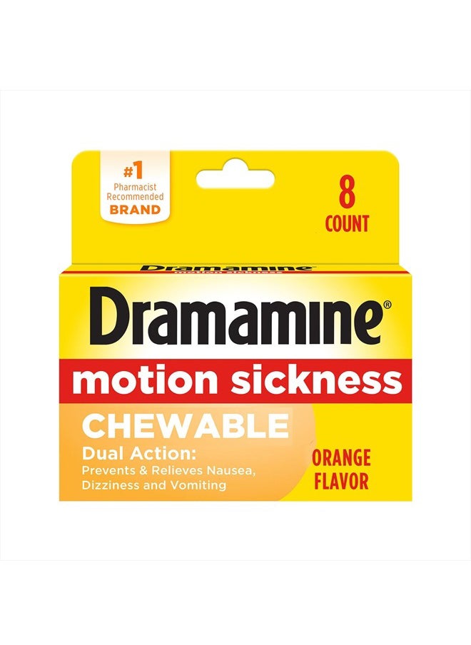 Chewable Motion Sickness Relief Orange Flavor 8 Count