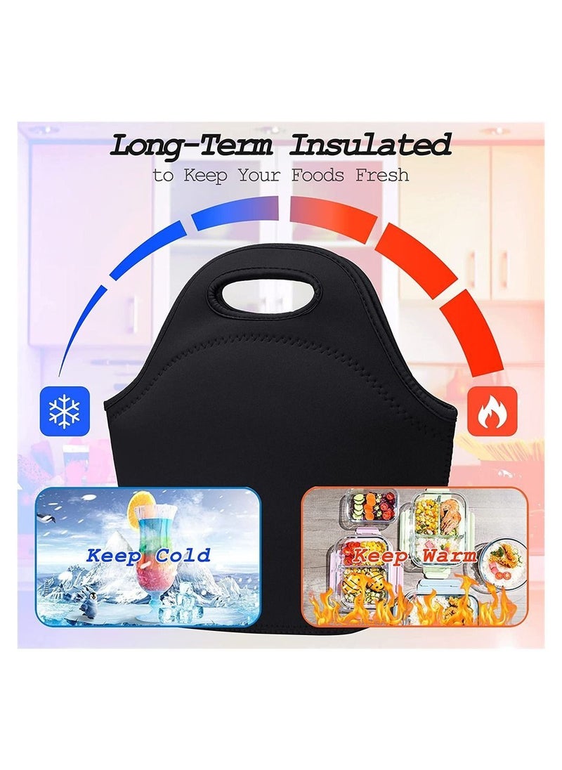 Carry Lunch Bag Neoprene Lunch Bags Thermal Insulated Lunch Tote Bag Lightweight Insulated Reusable Washable Neoprene Picnic Bag for Women Men Student Lunch Box Bag