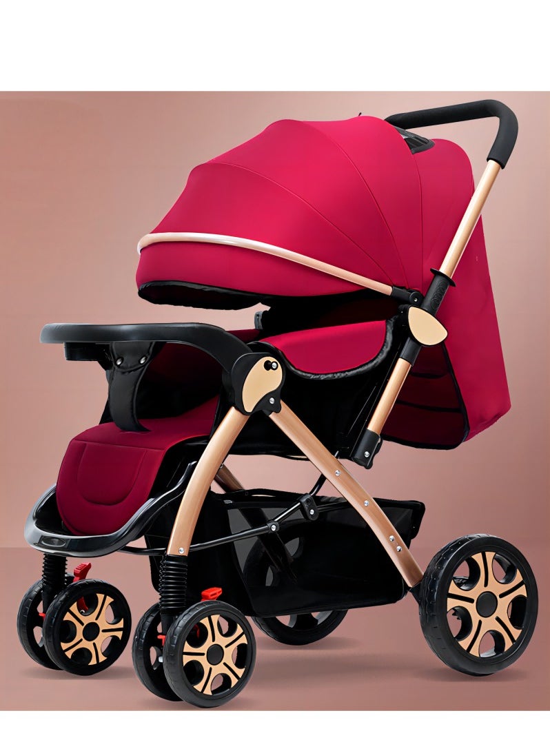 Baby Travel Stroller With Storage Basket And RemoVable Food Tray, Suitable For 0 To 4 Years