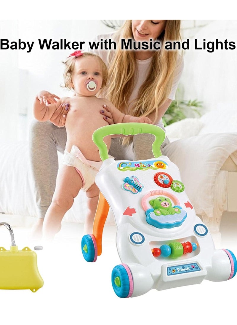 2-in-1 Baby Walker with Music & Lights | Sit-to-Stand Learning Walker & Activity Center | Detachable Trolley Toy for Girls & Boys | Children's Musical Walking Toy for Balance & Early Development