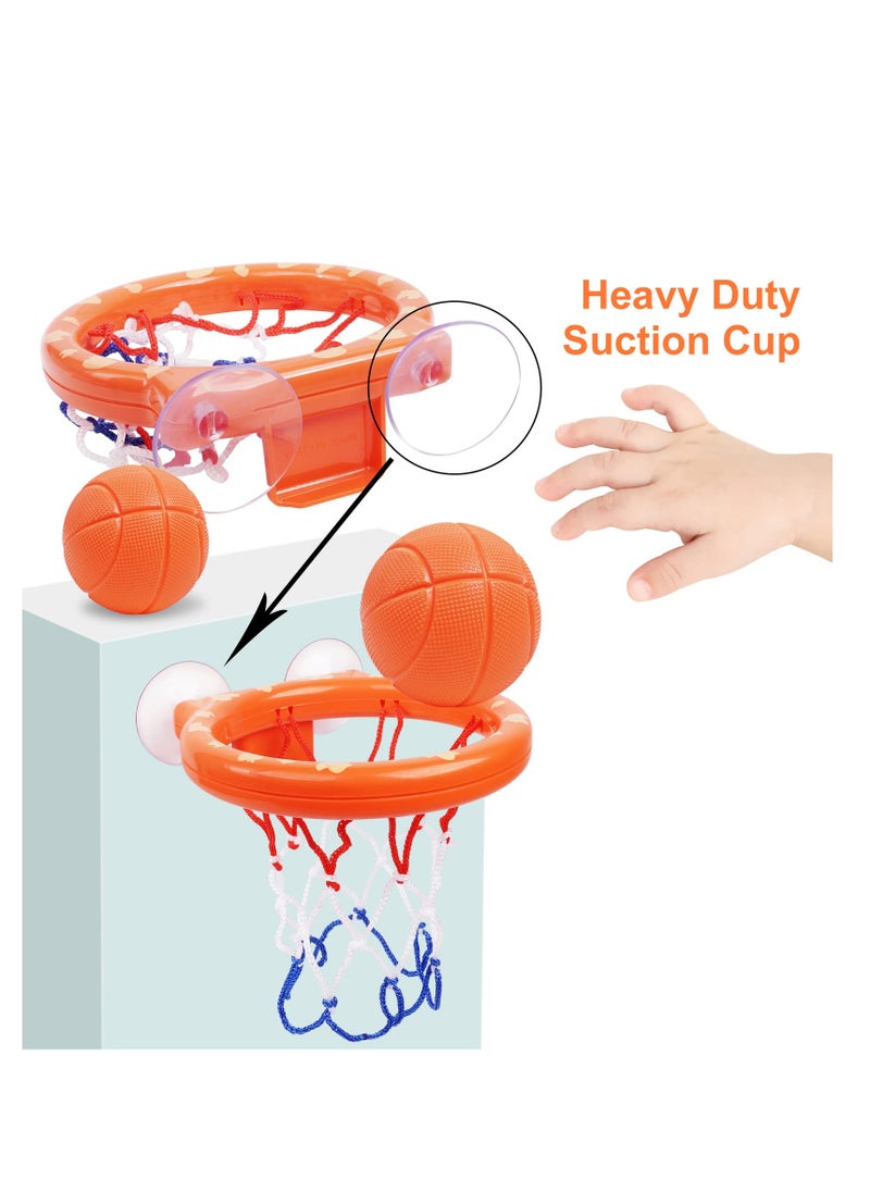 Bath Basketball Hoop for Baby, Bath Toy Fun Basketball Hoop & Balls Set 5 Balls Included, Bath Toys Bathtub Basketball Hoop with Strong Suction Cup, Fun Toddler Bath Toys for Boys and Girls