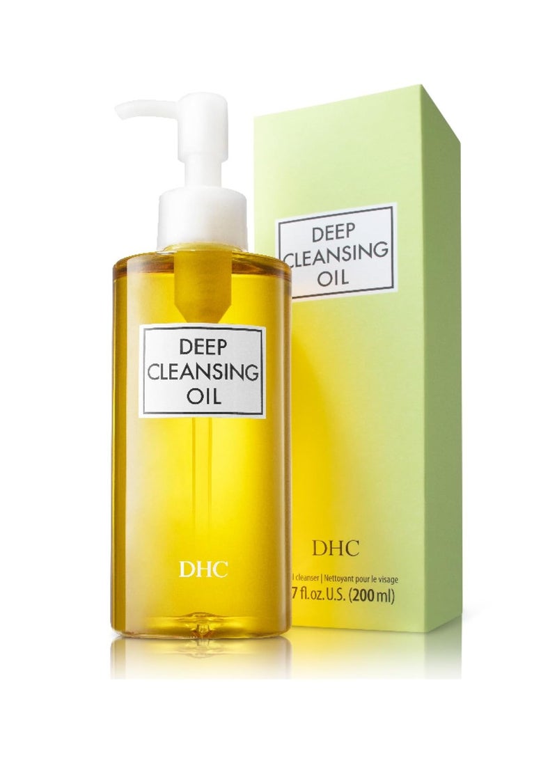 DHC Deep Cleansing Oil, Facial Cleansing Oil, Makeup Remover, Cleanses without Clogging Pores, Residue-Free, Fragrance and Colorant Free, All Skin Types, 6.7 fl. oz.