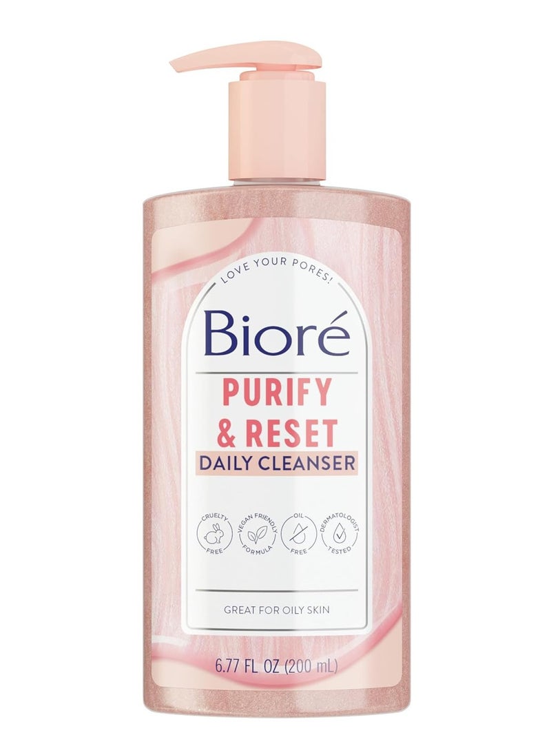 Bioré Rose Quartz + Charcoal Daily Purifying Cleanser, Oil Free Facial Cleanser Energizes Skin, Dermatologist Tested and Cruelty Free, 6.77 oz, Packaging May Vary