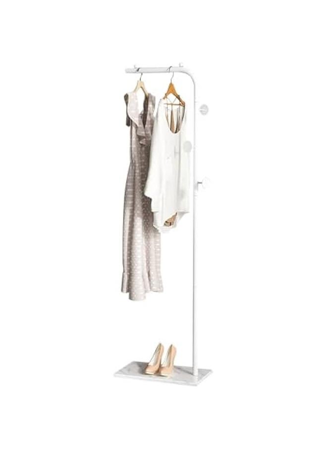 Metal Coat Rack Freestanding, 67”Coat Hanger Stand with 3 Hooks Heavy Base Modern Coat Stand for Jackets, Suits, Dress Shirts, Dresses,White