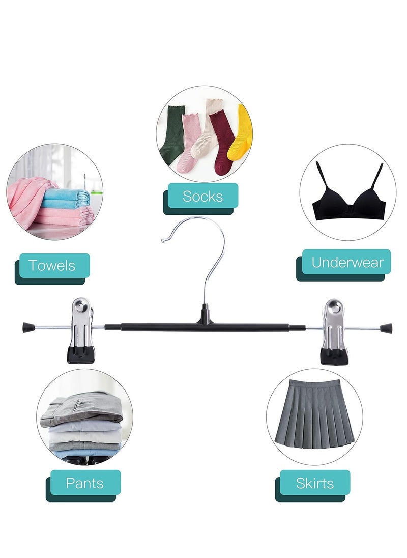 10 Packs Pants Hangers with Clips Skirt Hangers Adjustable Clip Hangers Non Slip Metal Adult Baby Kids Space Saving Clothes Hangers for Closet Shorts Bottom Jeans Trouser Leggings