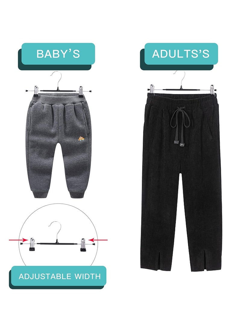 10 Packs Pants Hangers with Clips Skirt Hangers Adjustable Clip Hangers Non Slip Metal Adult Baby Kids Space Saving Clothes Hangers for Closet Shorts Bottom Jeans Trouser Leggings