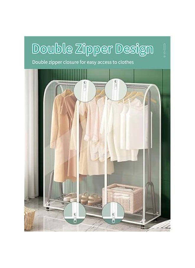 Hanging Garment Bags,Extra Large Clear Garment Rack Cover,Dustproof Waterproof Storage Bag For Wardrobe With Full Zipper,120x50x150cm ﻿