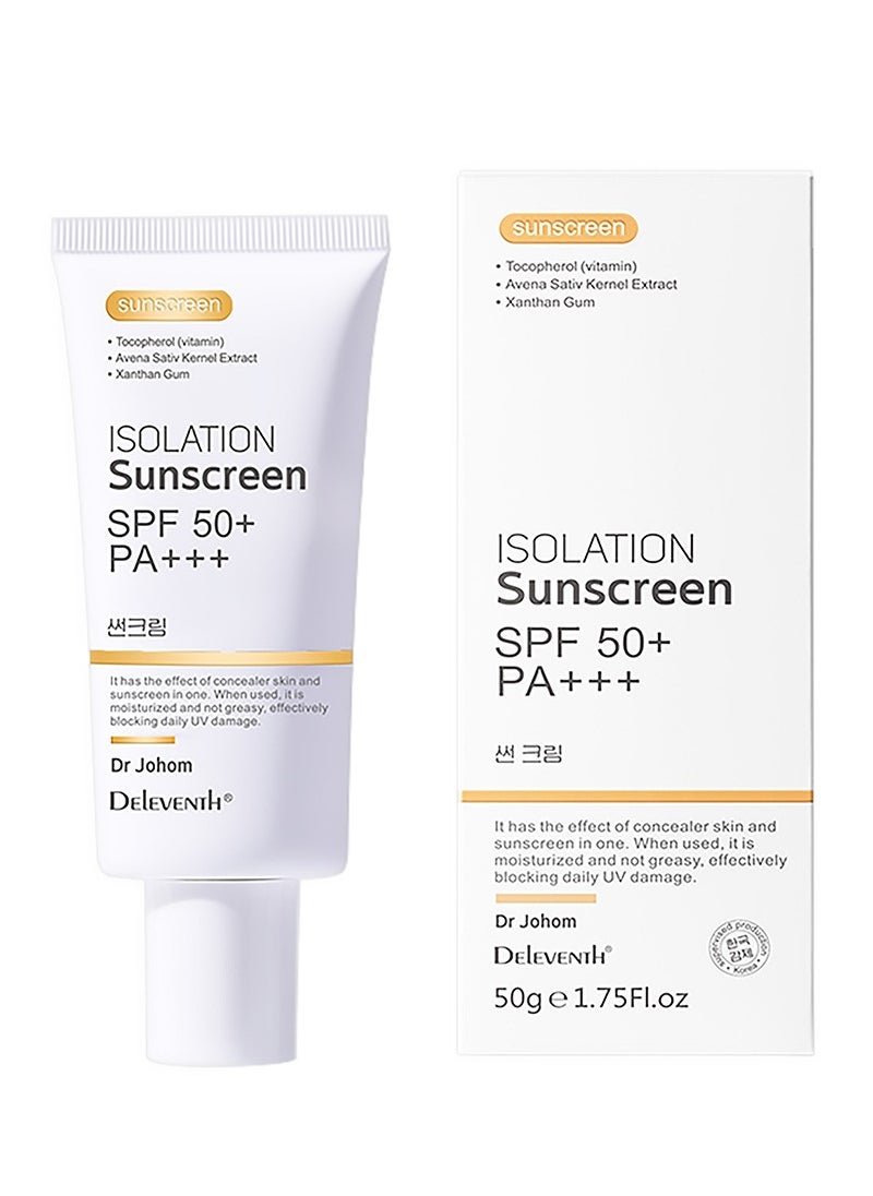 DEleventh Korean Brand SPF 50+ PA+++ Sunscreen Cream 50g / Aqueous and Non-Greasy, Effectively Blocks Daily UV Damage and Protects Facial Skin, Neck & Arms