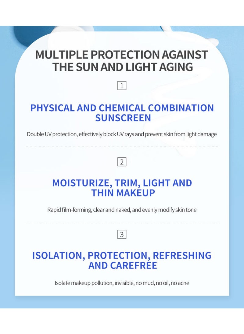 DEleventh Korean Brand SPF 50+ PA+++ Sunscreen Cream 50g / Aqueous and Non-Greasy, Effectively Blocks Daily UV Damage and Protects Facial Skin, Neck & Arms