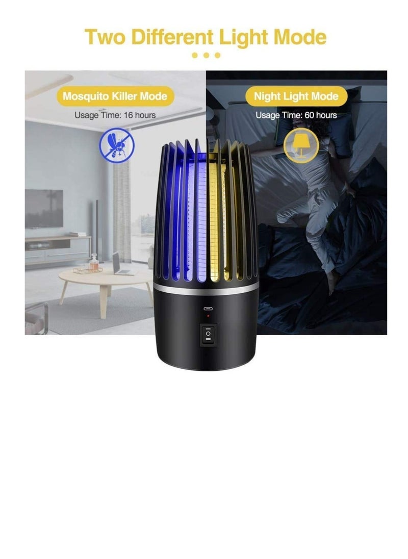 Electric Portable Mosquito Killer Lamp, 4000mAh USB Rechargeable with Night Light Electronic Fly Killer for Indoor Outdoor Garden