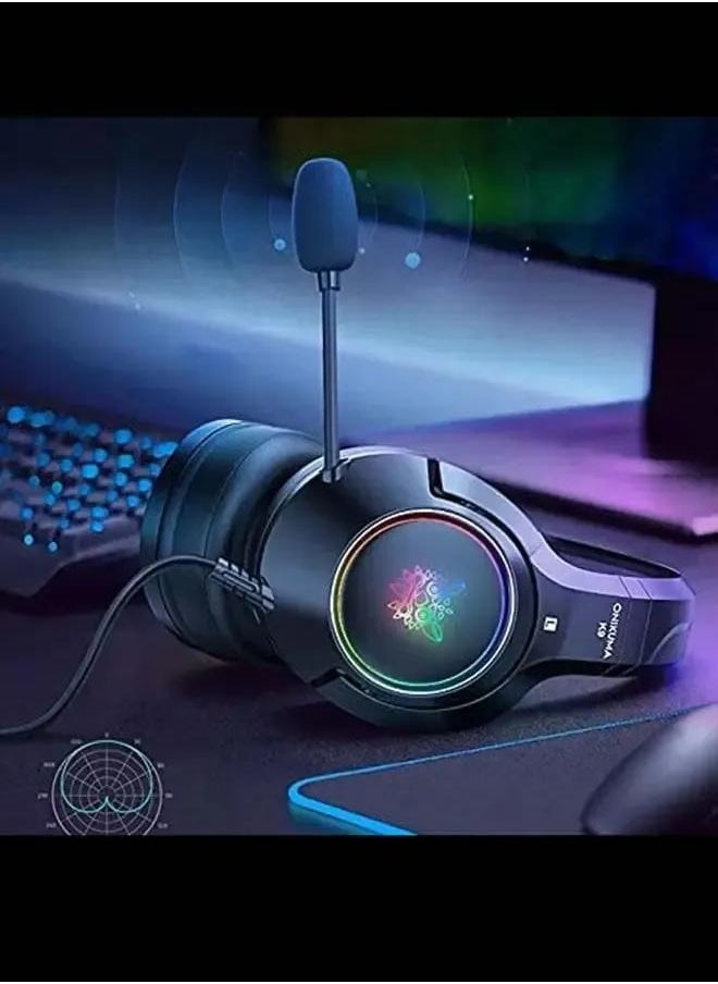 Black Gaming Headset , with Surround Sound,Over-Ear Gaming Wired Headphones With Mic For PS4, PS5, XOne, XSeries And PC