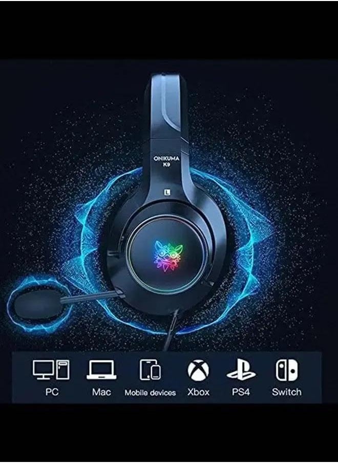 Black Gaming Headset , with Surround Sound,Over-Ear Gaming Wired Headphones With Mic For PS4, PS5, XOne, XSeries And PC