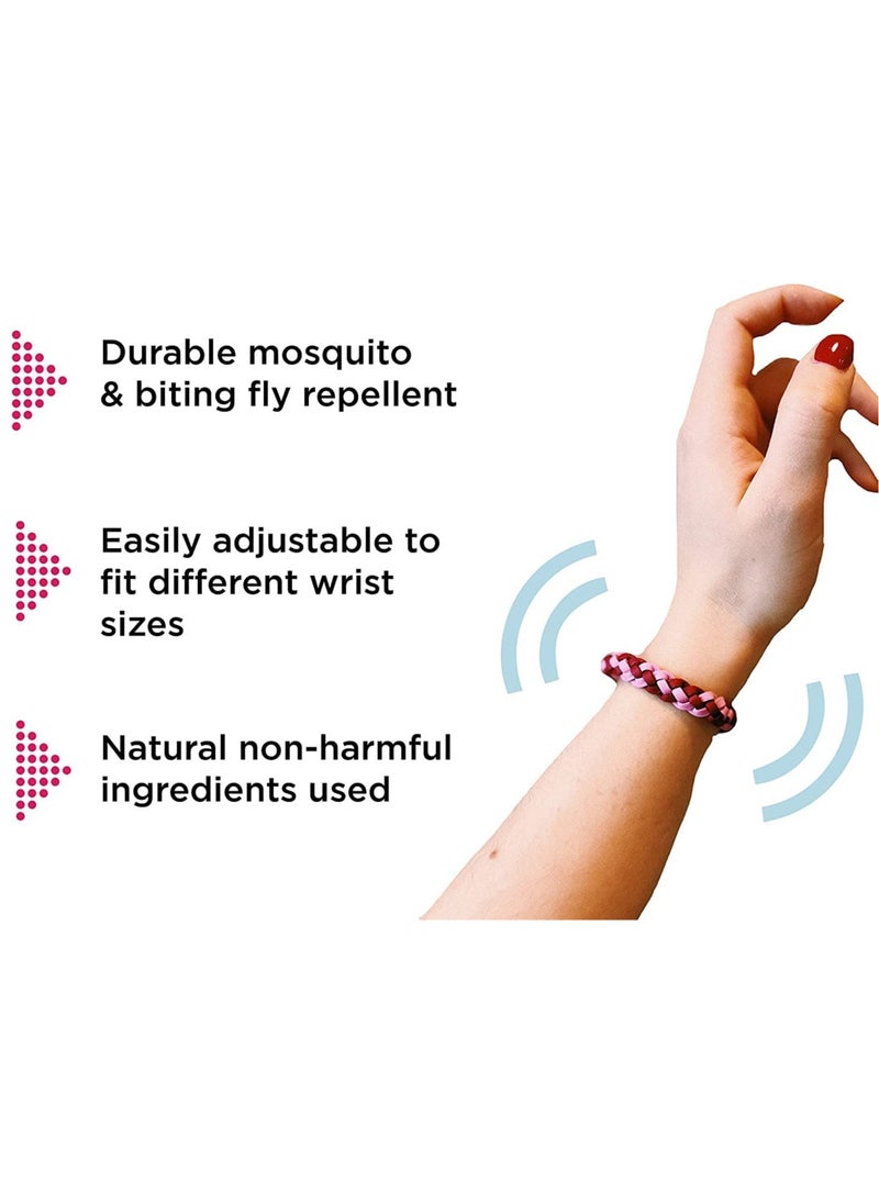 Mosquito Repellent Bracelet 12 Pack, Adjustable Leather Deet-Free Natural Insect Bands for Adults & Kids, 300 Hour Protection (Multi Colour)