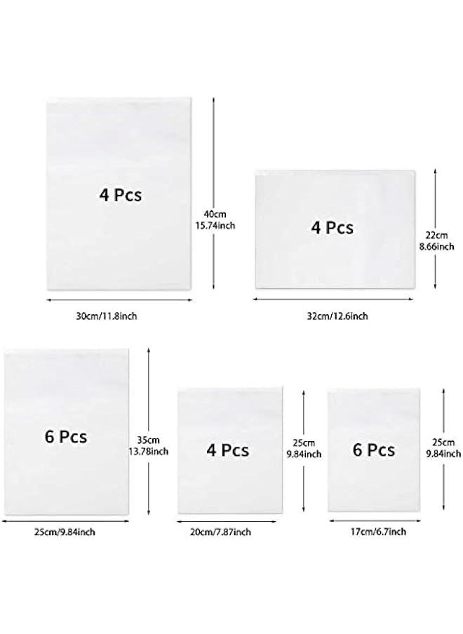Frosted Waterproof Storage Bags Set (5 Sizes, 24 Pieces) - Ideal for Clothes, Shoes, Cosmetics