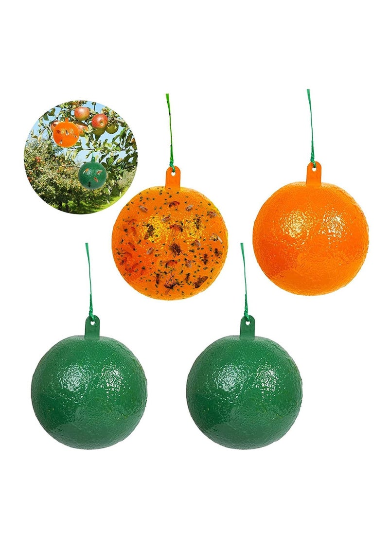 Fly Trap, Fruit Bug Ball Traps, 4 Pack Sticky Traps Hanging, for Indoors/Kitchen, Flexible Easy to Carry, Small Pumpkin Trap Home Against Pests Flies, Indoor/Plants