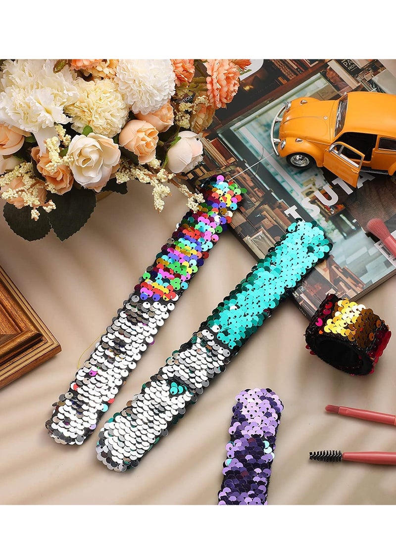 4 Pcs Slap Bracelet Kids Sequin Mermaid Flip Wristband Birthday Party Favors