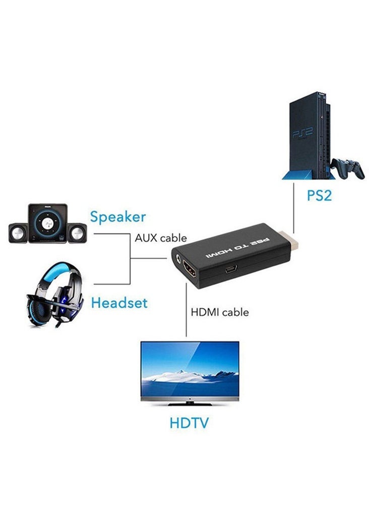 Main unit(PS2 to HDMI)+USB Cable Audio & Video Cables PS2 to HDMI Converter Adapter With 3.5mm Audio Output For HDTV HDMI Hot