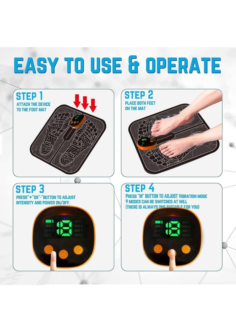 EMS Foot Massager Electric Foot Massager Foldable and Portable Electric Foot Massager for Blood Circulation and Muscle Pain Relief 8 Modes and 19 Intensities Charging Type