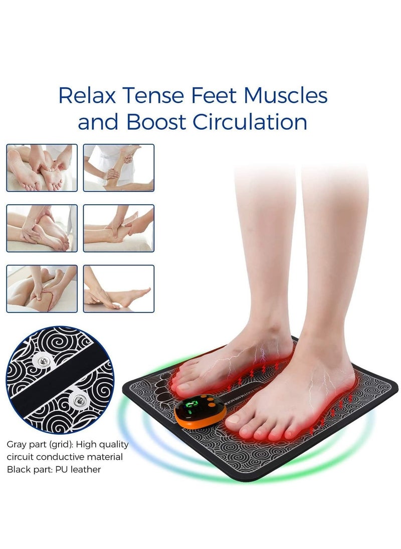 EMS Foot Massager Electric Foot Massager Foldable and Portable Electric Foot Massager for Blood Circulation and Muscle Pain Relief 8 Modes and 19 Intensities Charging Type