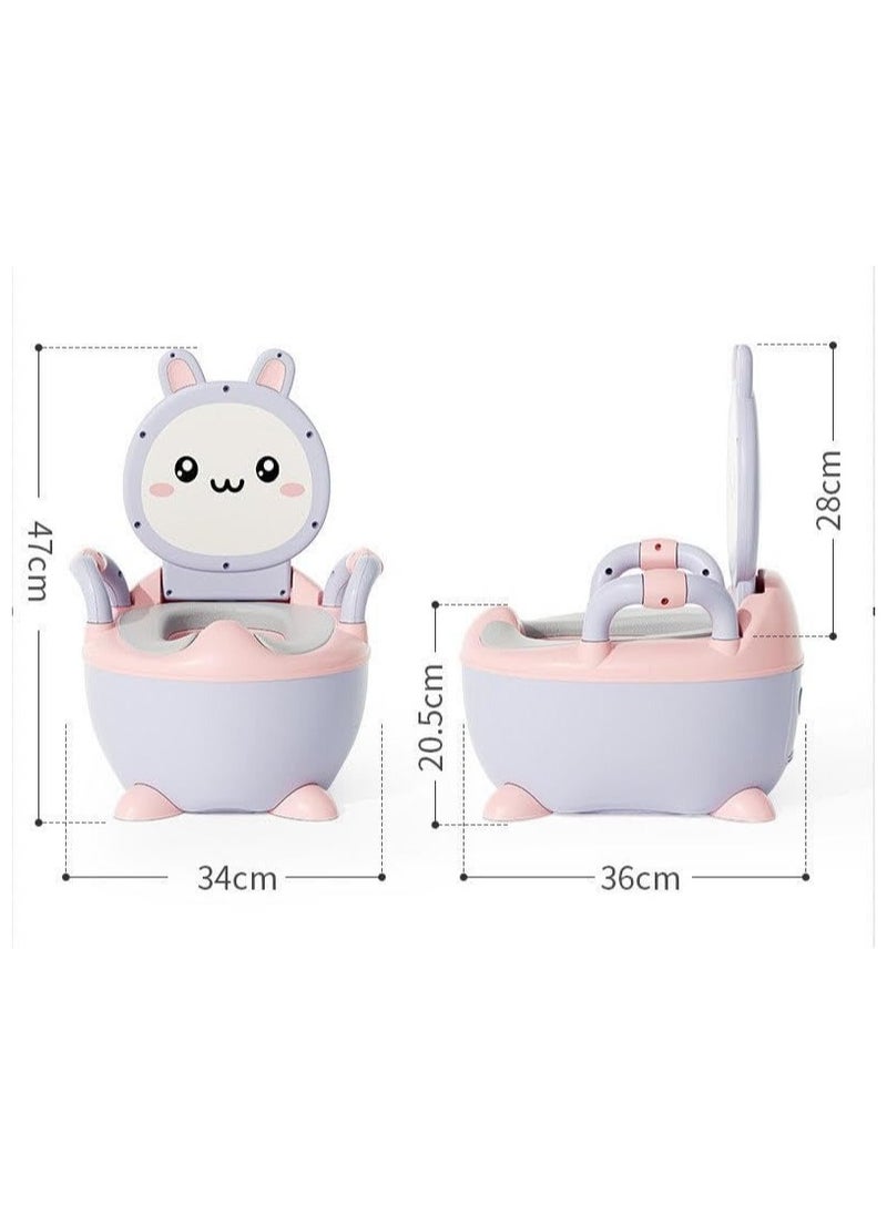 Cute Cartoon Potty Seat,Toddler Potty Training Toilet,Portable Potty,Potty Chair,Ergonomic Lumbar Backrest Potty Training Toilet for Boys and Girls,Babies, Toddlers (Blue-Pink) (Blue)