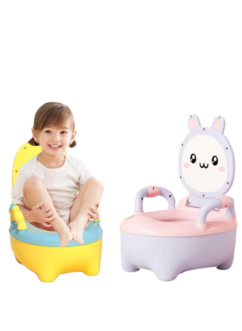 Cute Cartoon Potty Seat,Toddler Potty Training Toilet,Portable Potty,Potty Chair,Ergonomic Lumbar Backrest Potty Training Toilet for Boys and Girls,Babies, Toddlers (Blue-Pink) (Blue)