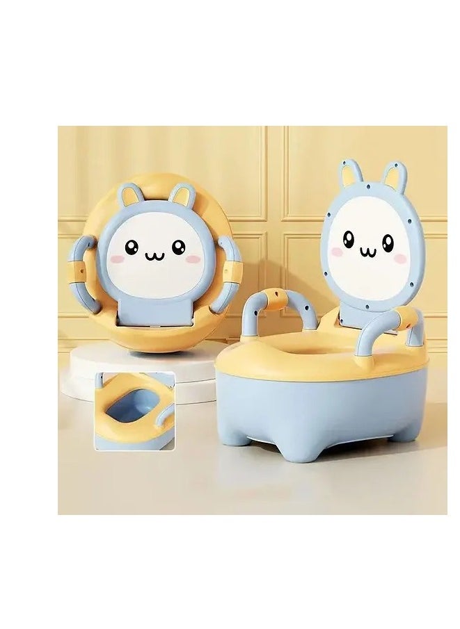 Cute Cartoon Potty Seat,Toddler Potty Training Toilet,Portable Potty,Potty Chair,Ergonomic Lumbar Backrest Potty Training Toilet for Boys and Girls,Babies, Toddlers (Blue-Pink) (Blue)