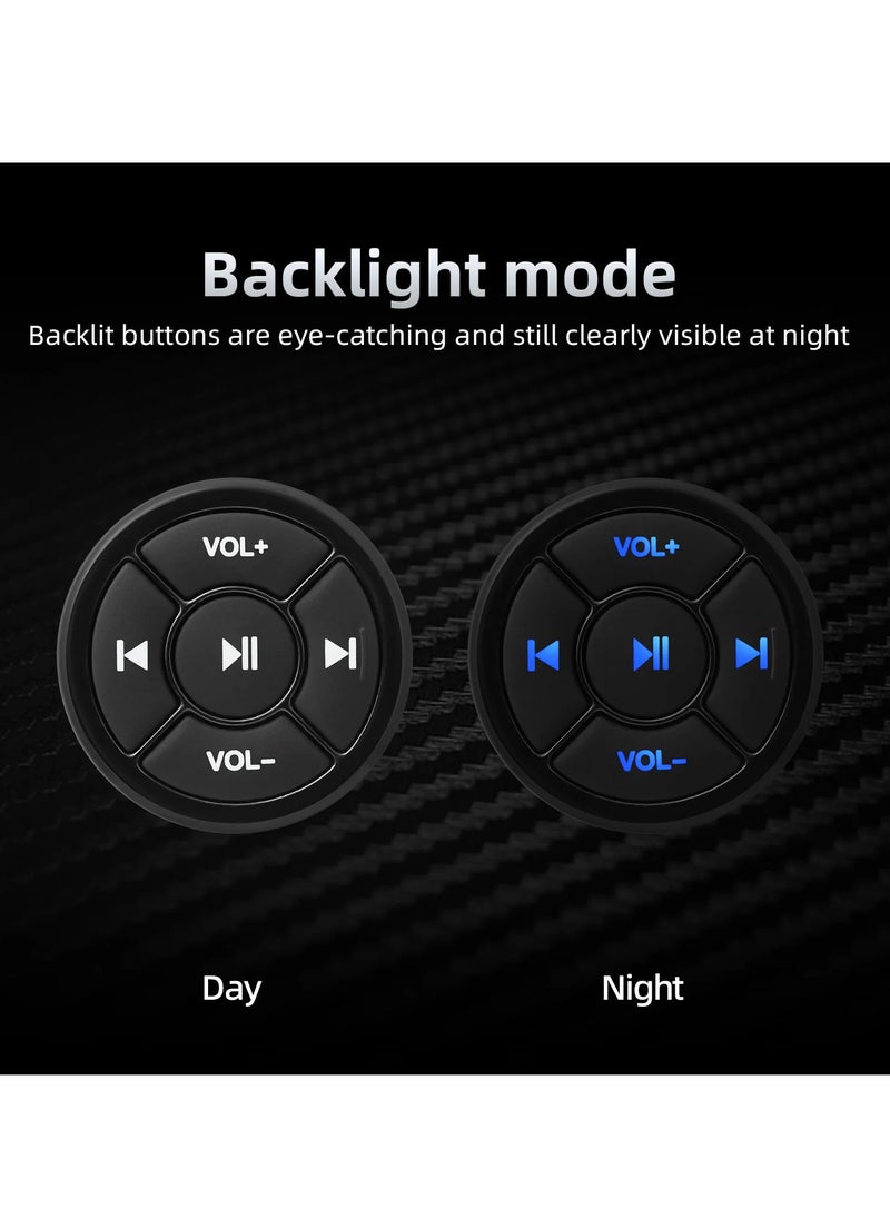 Bluetooth Media Button Wireless Controller, Convenient Motorcycle Bike Steering Wheel Music Player, Durable Portable MP3 Player Remote Controller Button For IOS Android Tablet, (1pc, Black)
