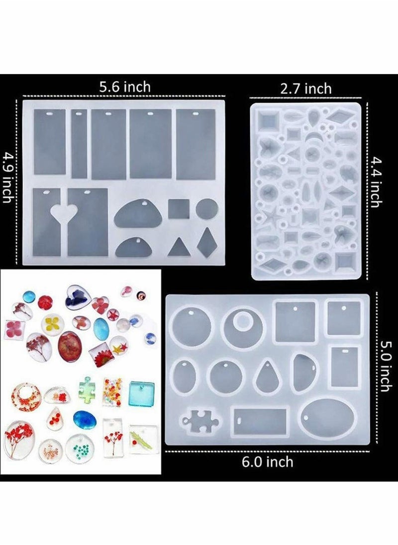 Handmade Crystal Glue Mold Set 83 Pcs Silicone Resin Kits Epoxy Resin Moulds for Jewelry Earrings Necklace Bracelet Nail Art Stencils Handmade Craft