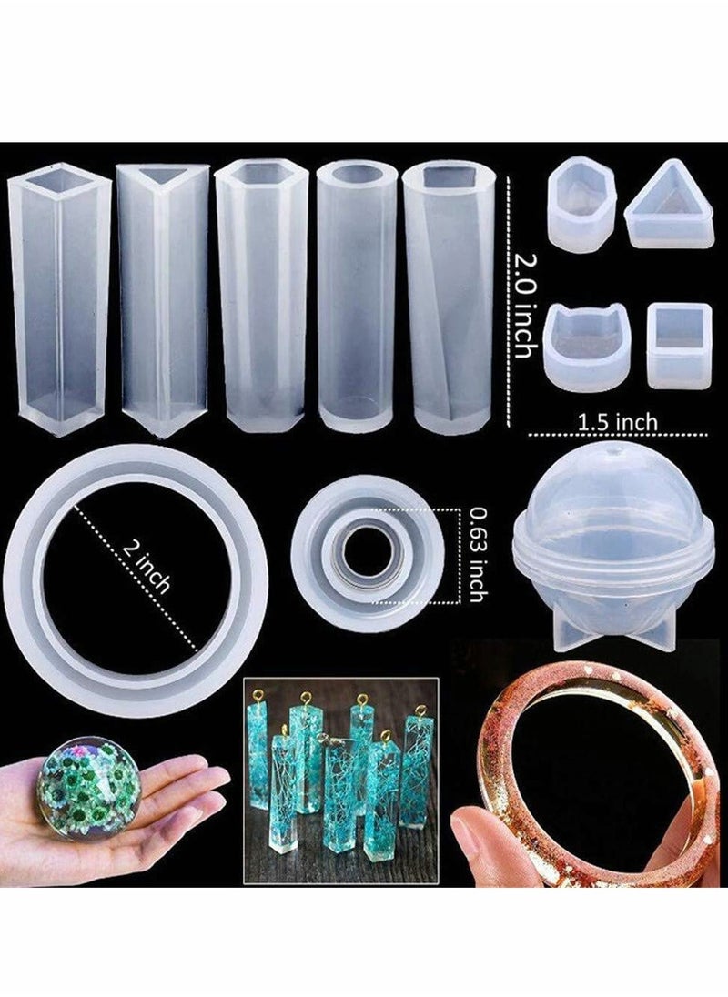 Handmade Crystal Glue Mold Set 83 Pcs Silicone Resin Kits Epoxy Resin Moulds for Jewelry Earrings Necklace Bracelet Nail Art Stencils Handmade Craft