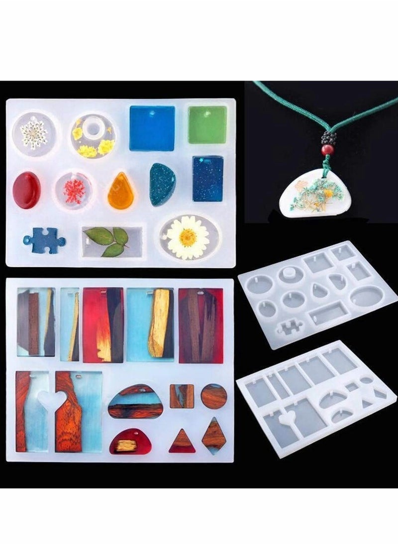 Handmade Crystal Glue Mold Set 83 Pcs Silicone Resin Kits Epoxy Resin Moulds for Jewelry Earrings Necklace Bracelet Nail Art Stencils Handmade Craft