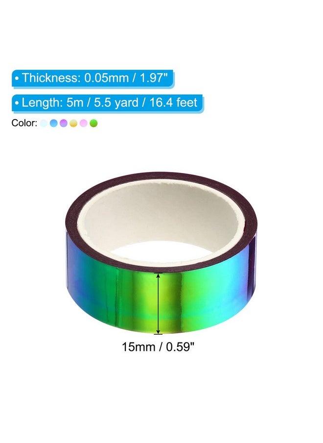 Metalized Tape 0.59 Inch X 5.5 Yards, 6 Roll Self Adhesive Holographic Foil Mirror Metallic Masking Sticker For Diy Art Craft Wrapping Decor, Assorted Color