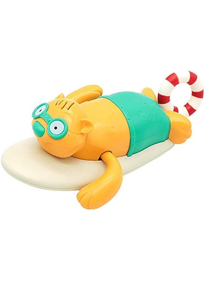 Pull String Baby Bath Toy Pull & Go Beaver Cute Surfing Beaver Swimming Beaver Windup Clockwork Bathtub Toy for Toddlers (Blue)