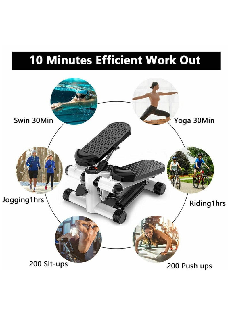 Mini Stepper Trainer Adjustable Height  Exercise Machine with Resistance Bands and LCD Monitor Air Climber