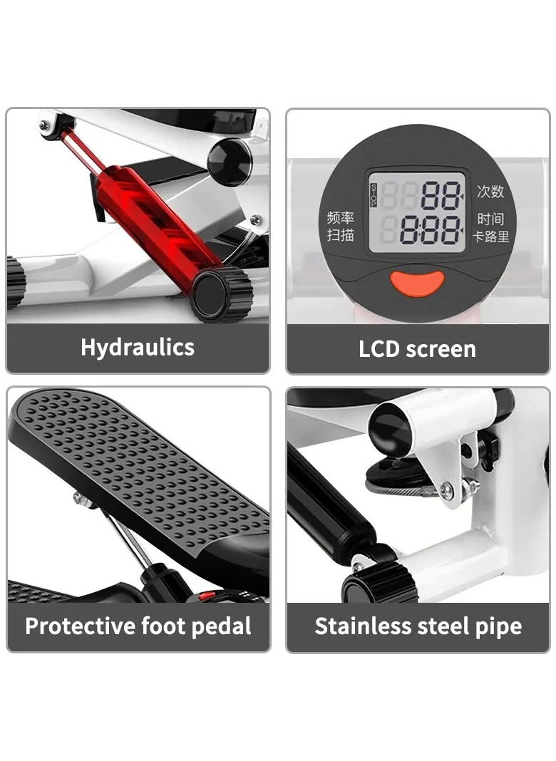 Mini Stepper Trainer Adjustable Height  Exercise Machine with Resistance Bands and LCD Monitor Air Climber