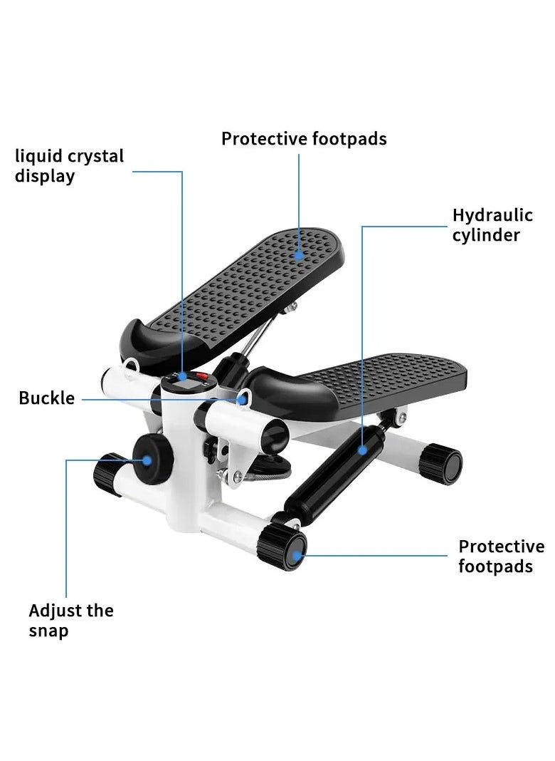 Mini Stepper Trainer Adjustable Height  Exercise Machine with Resistance Bands and LCD Monitor Air Climber