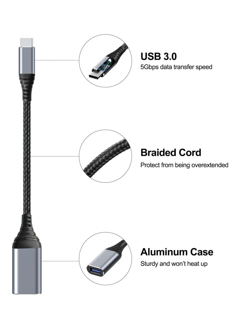 USB C to USB Adapter, 2 Pack Type C Male to USB 3.1 Female OTG Cable Converter, 5 Gbps High Speed, USB Adapter Compatible with MacBookAirPro, Samsung Galaxy, Grey