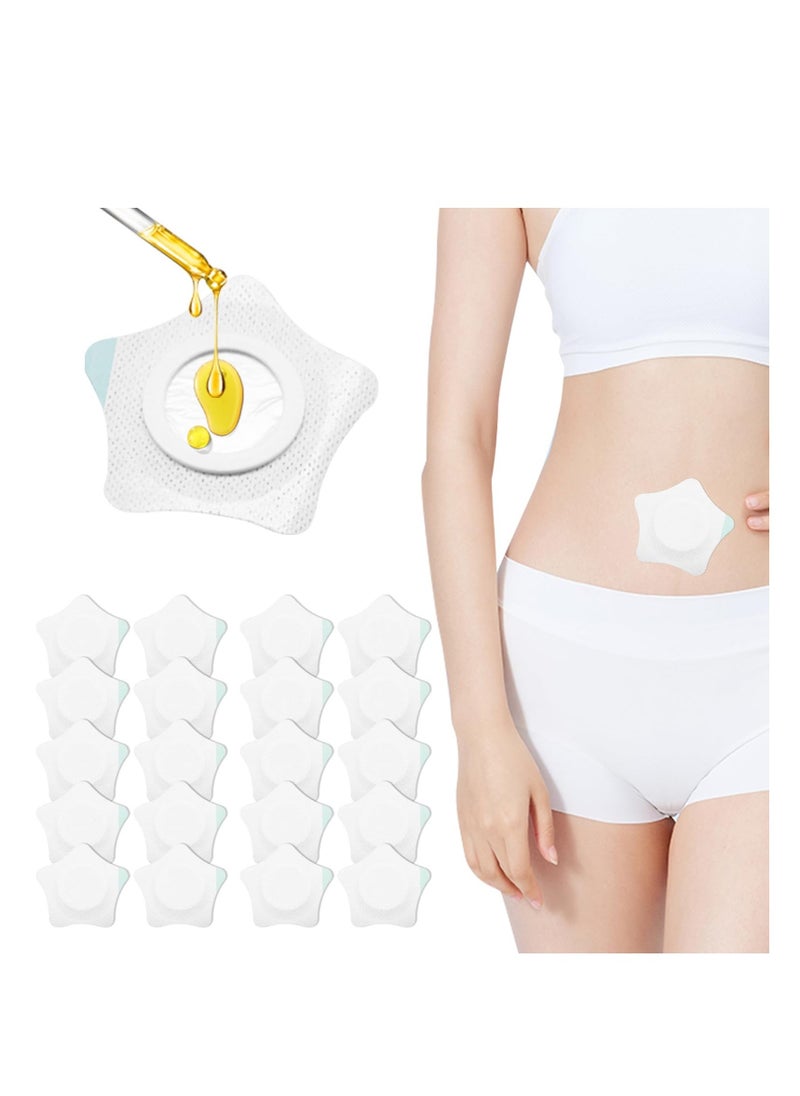 20Pcs Disposable Castor Oil Pack Wrap for Belly Button, Spunlace Cloth Castor Oil Pack Castor Oil Patches, Self-Adhesive Castor Oil Compress Castor Oil Wrap Pads, Water and Oil Proof, White