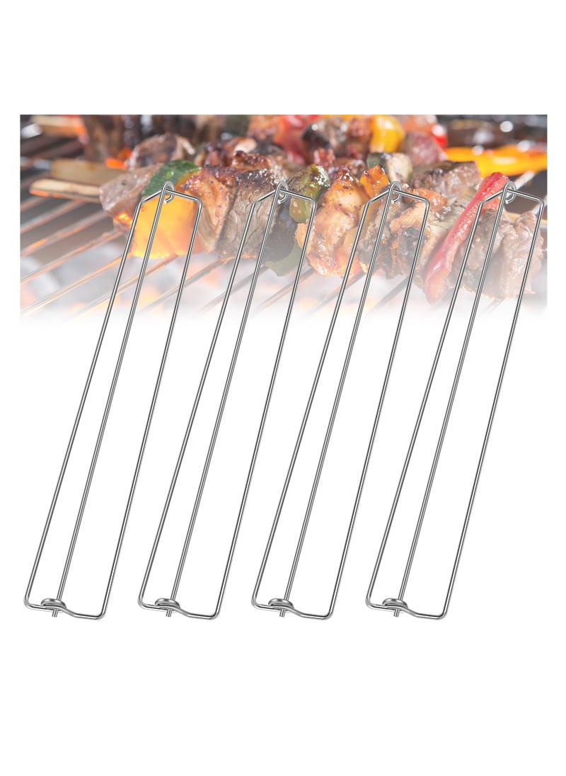 Chicken Wing BBQ Fork Set, 4Pcs U-Shape Design Grilling Forks for Clamping Wing Rails, Flat BBQ Grilling Tool Set for Outdoor Picnic and Camping