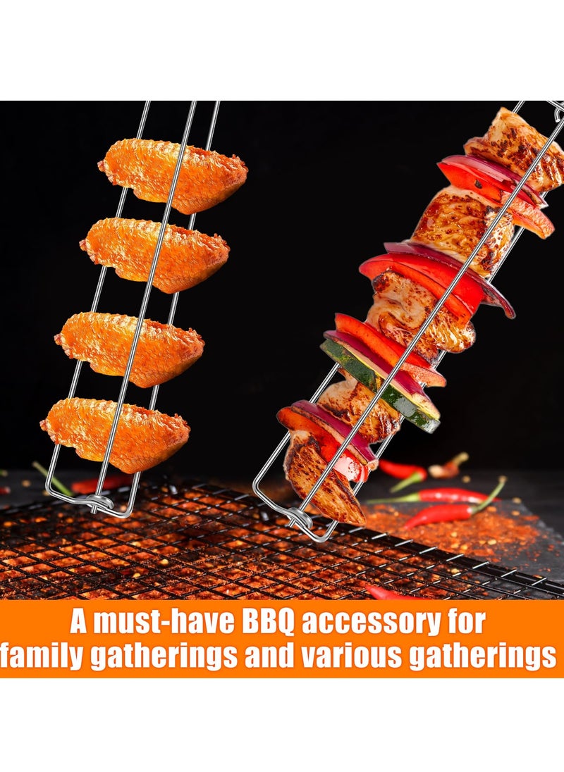 Chicken Wing BBQ Fork Set, 4Pcs U-Shape Design Grilling Forks for Clamping Wing Rails, Flat BBQ Grilling Tool Set for Outdoor Picnic and Camping