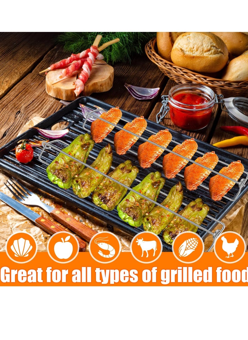 Chicken Wing BBQ Fork Set, 4Pcs U-Shape Design Grilling Forks for Clamping Wing Rails, Flat BBQ Grilling Tool Set for Outdoor Picnic and Camping