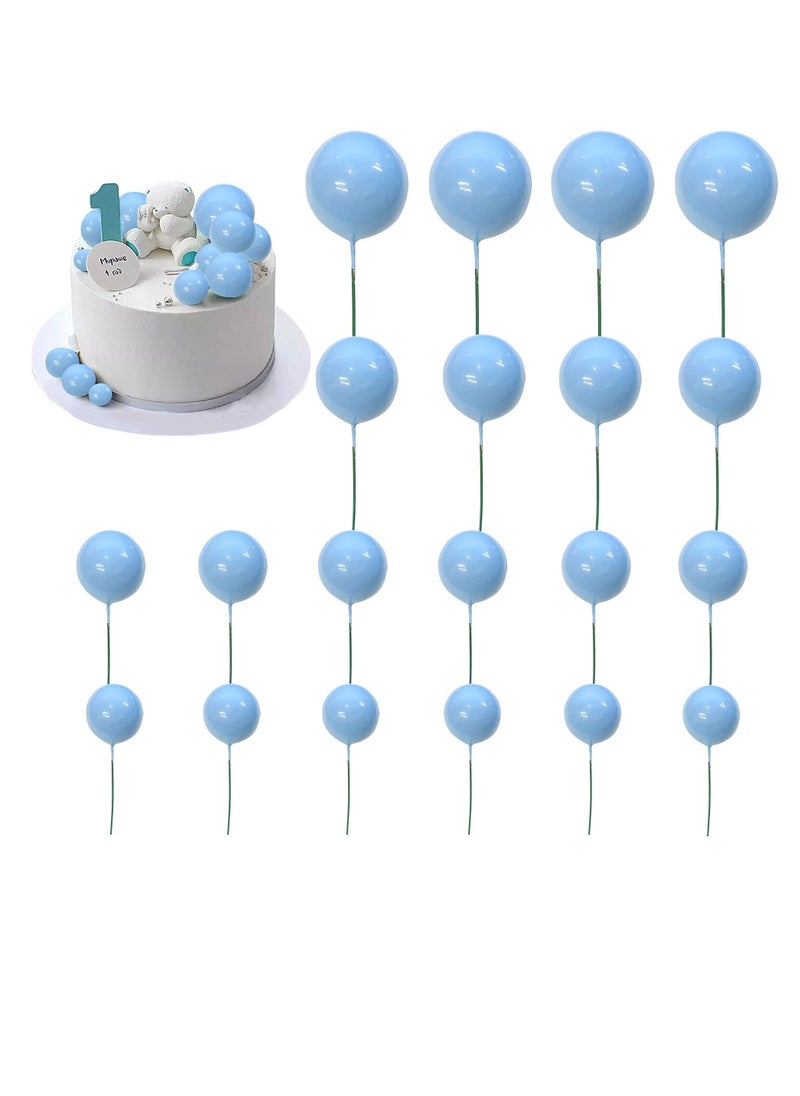 Cake Decoration 20 PCS Mini Balloons Cake Topper Foam Ball Cupcake Topper Cake Picks (Blue)