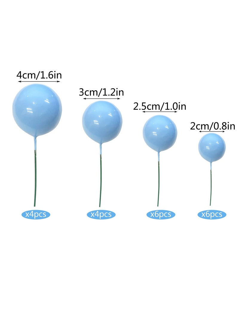 Cake Decoration 20 PCS Mini Balloons Cake Topper Foam Ball Cupcake Topper Cake Picks (Blue)