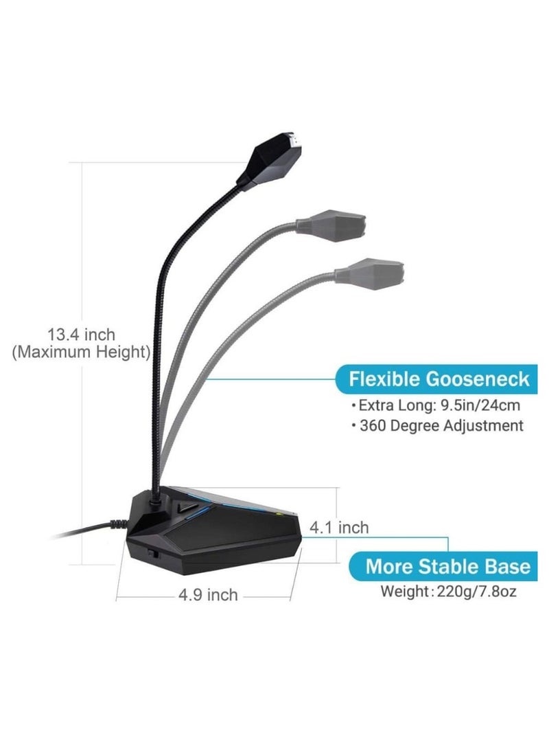 G006 USB Omnidirectional Condenser Computer Microphone Flexible Gooseneck Conference USB Microphone, Omnidirectional Condenser PC Mic For Video Conference, Recording, Skype, Online Class, Court Reporter, Plug & Play Compatible With Mac OS X Windows PC And Computer With Cable 6FT