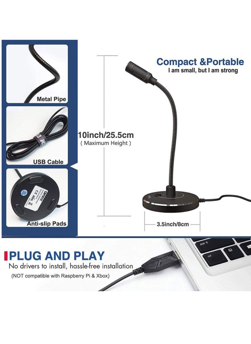 G009 USB Noise-Cancelling Recording Desktop Microphone Conference USB Microphone, Omnidirectional Condenser PC Mic For Video Conference, Recording, Skype, Online Class, Court Reporter, Plug & Play Compatible With Mac OS X Windows PC And Computer