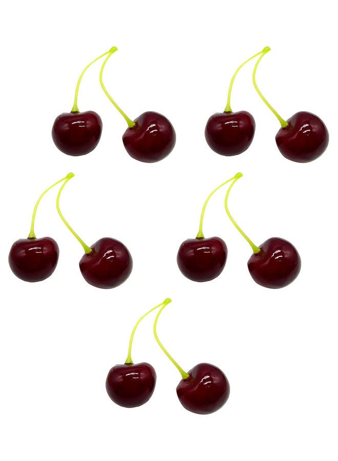 10-Piece  Artificial Cherry Date Red