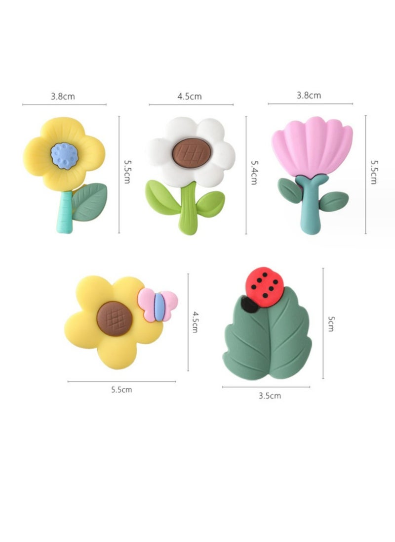 Cute Flower Fridge Magnets Set, Whiteboard Magnets, Fridge Stickers Magnet for Kitchen Cabinet Refrigerator Office, 5-Pack