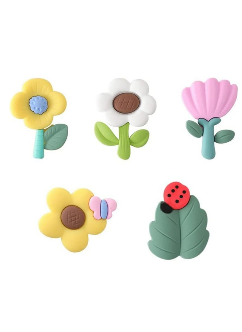 Cute Flower Fridge Magnets Set, Whiteboard Magnets, Fridge Stickers Magnet for Kitchen Cabinet Refrigerator Office, 5-Pack