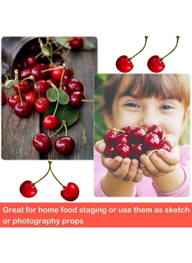 Fake Cherries Artificial Cherry Decorations Simulation Cherries Fruit Cherries Fruit Cherry Fake Fruit Model For Party Decor Home Kitchen Cabinet Photography Prop Cognitive Toy (50 Pieces)