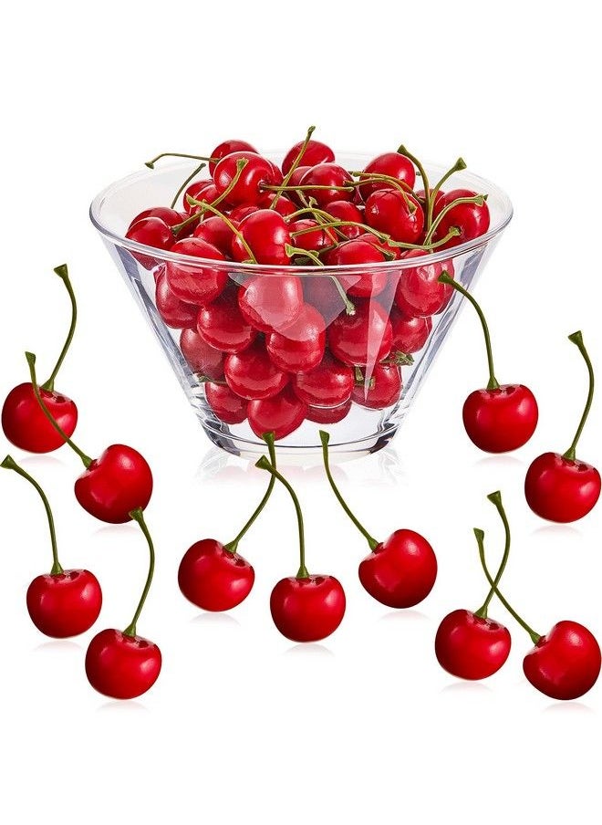 Fake Cherries Artificial Cherry Decorations Simulation Cherries Fruit Cherries Fruit Cherry Fake Fruit Model For Party Decor Home Kitchen Cabinet Photography Prop Cognitive Toy (50 Pieces)